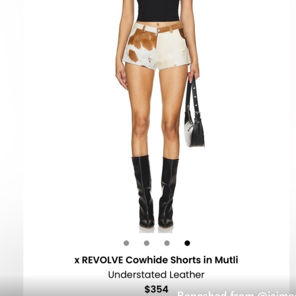 Revolve High Waist Cowhide Shorts - Brown and White